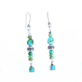 Sonoran Gold Turquoise Earrings Lime Green Blue Sterling Southwest Dangles