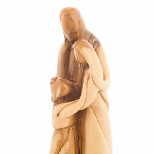 St. Joseph, Virgin Mary with Jesus Christ Wooden Carving, 9.8 (Abstract)