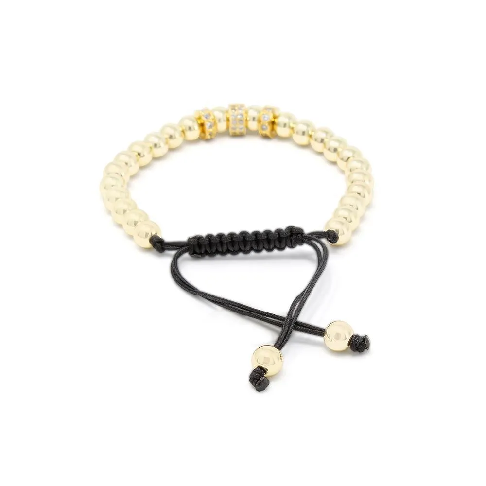 Stainless Steel Beaded Adjustable Bracelet Gold Plated