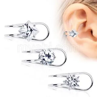 Stainless Steel Clip-On Cartilage CZ Earring