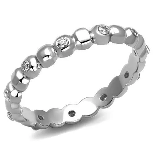 Stainless Steel CZ Beaded Band Ring