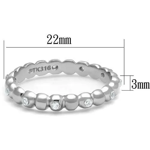 Stainless Steel CZ Beaded Band Ring