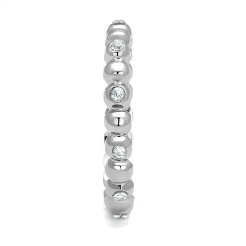 Stainless Steel CZ Beaded Band Ring