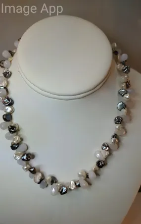 Sterling Chalcedony Beaded SS Pearl Neck