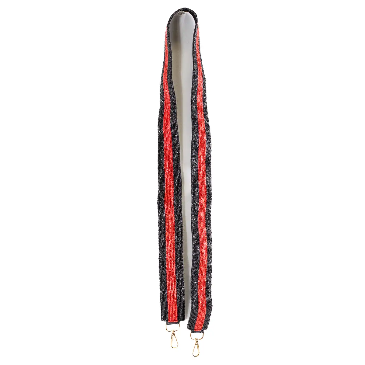 Striped Beaded Strap - Red/Black