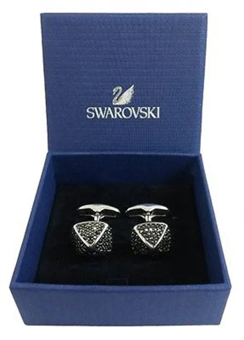 Swarovski Men's CUFFLINKS RIDDLE Dome Jet Black Crystal #5015601