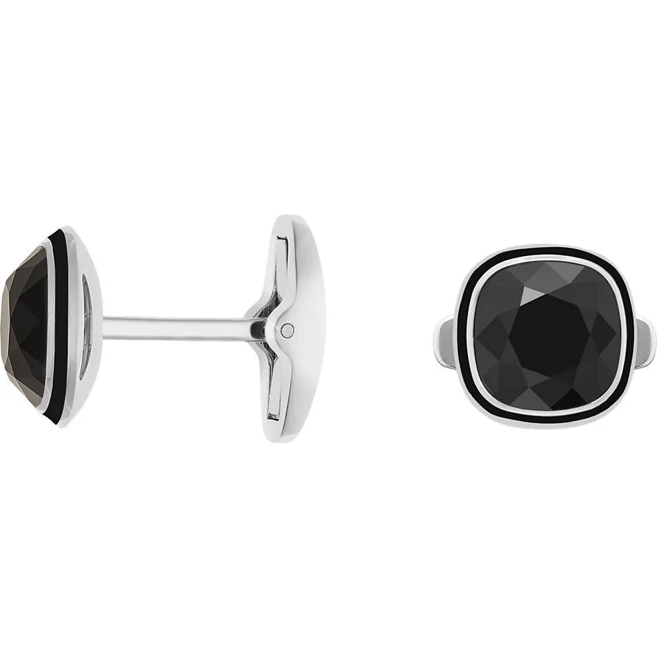 Swarovski Men's Cufflinks VERY Jet Black Stainless Steel #5015622