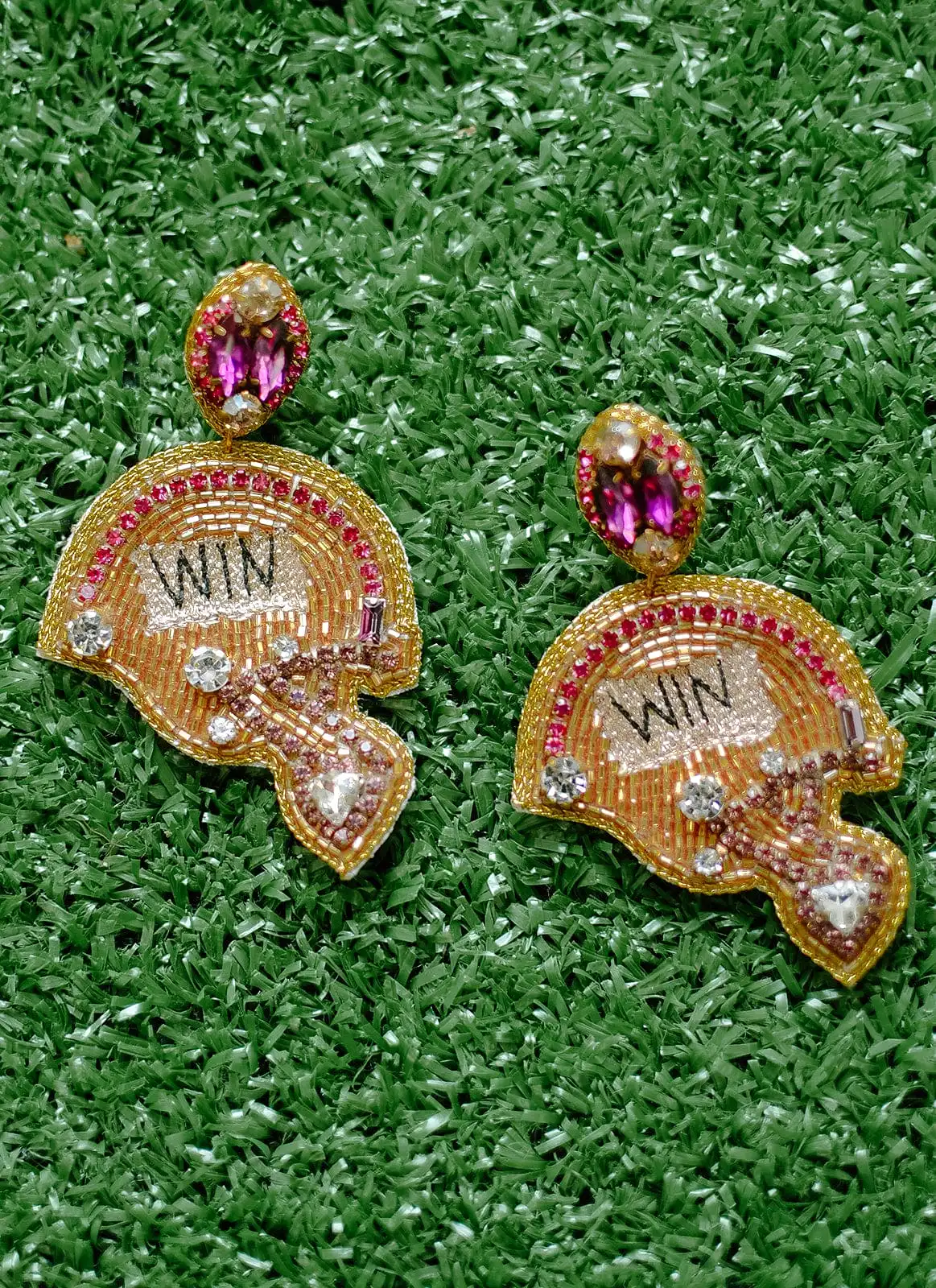 Taylor Shaye Purple & Gold Helmet Earrings