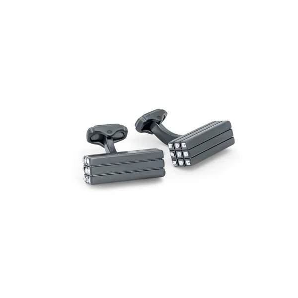 THOMPSON LONDON Thompson of London Prism Cufflinks with Swarovski Ends - Gunmetal