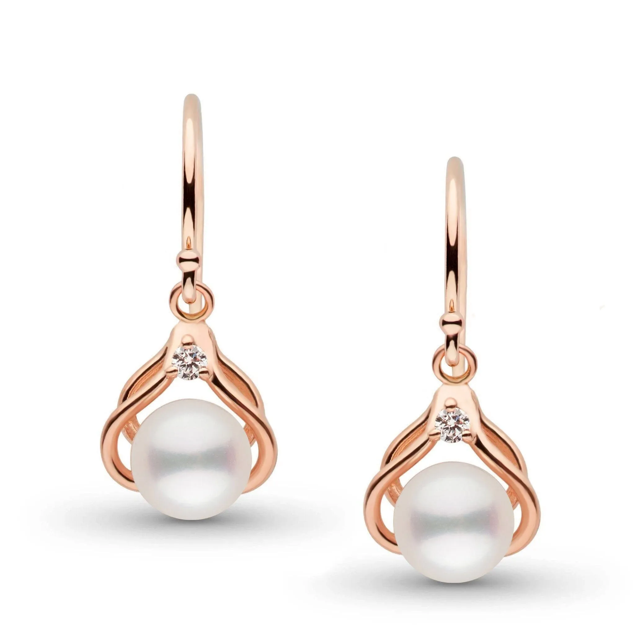 Tiara Collection White Freshadama Pearl and Diamond Earrings