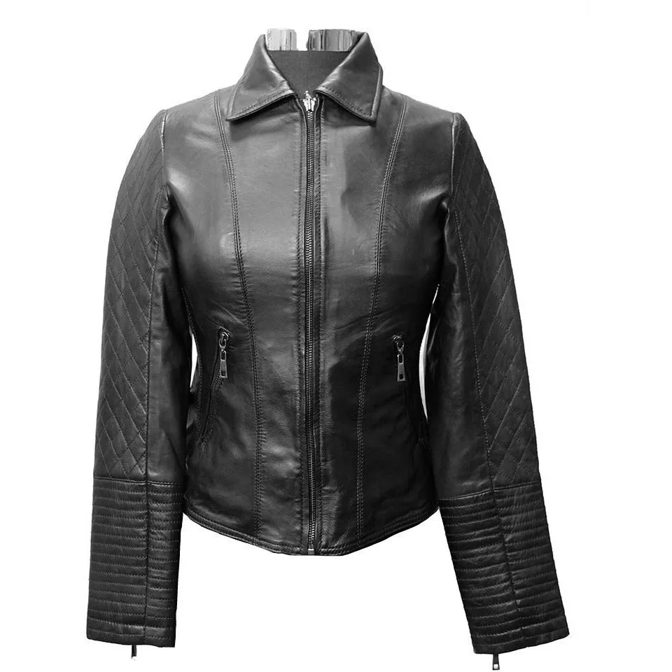 Tiara Women's Leather Zip Jacket