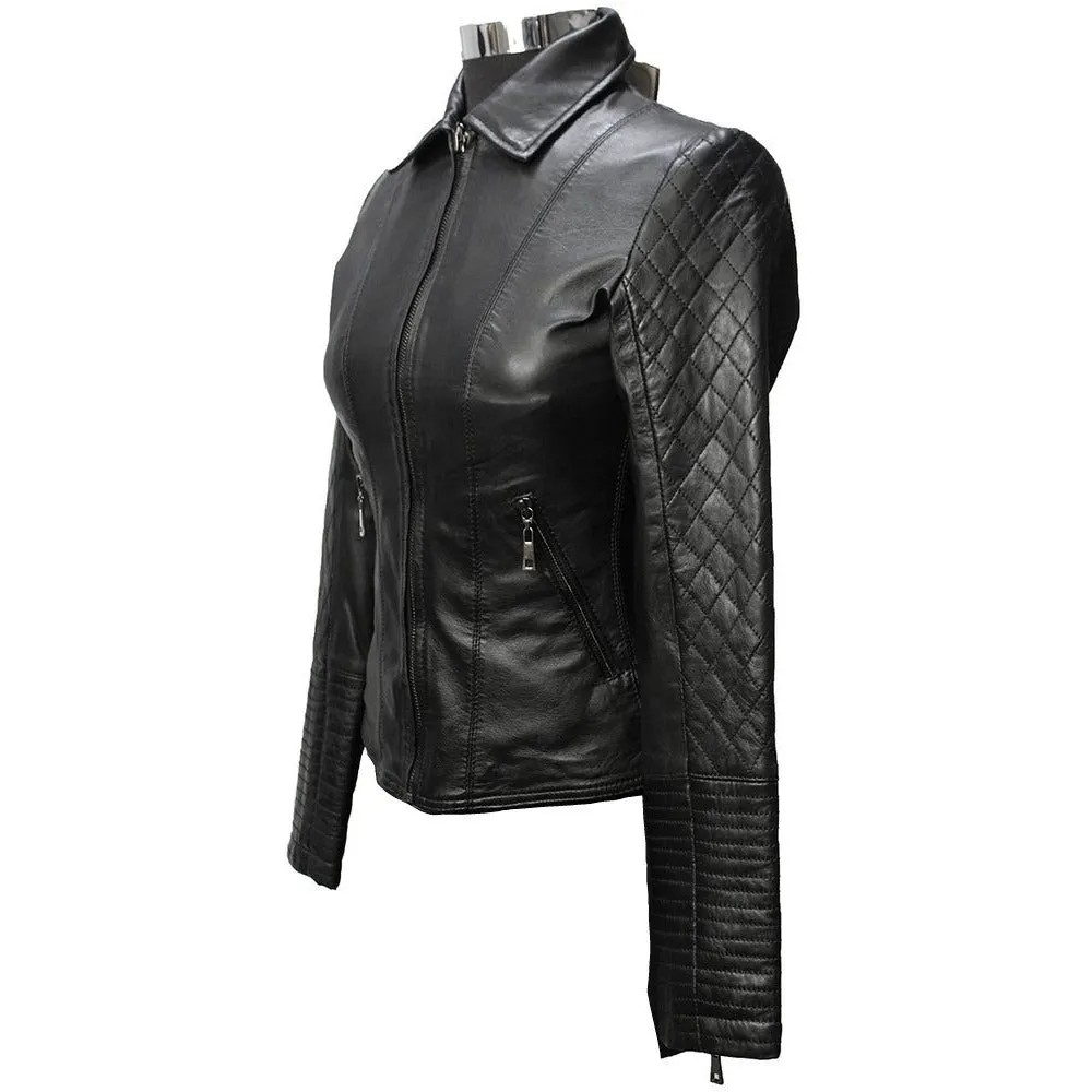 Tiara Women's Leather Zip Jacket