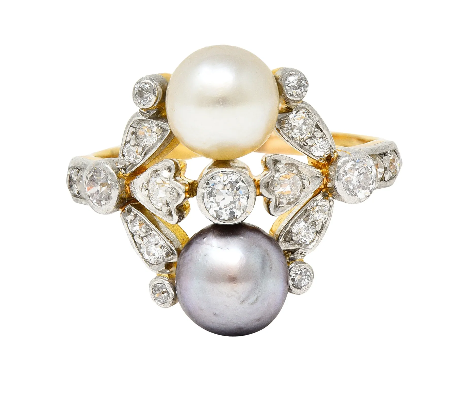 Tiffany & Co. Belle Epoque Pearl Diamond Platinum-Topped 18 Karat Gold Antique Ring