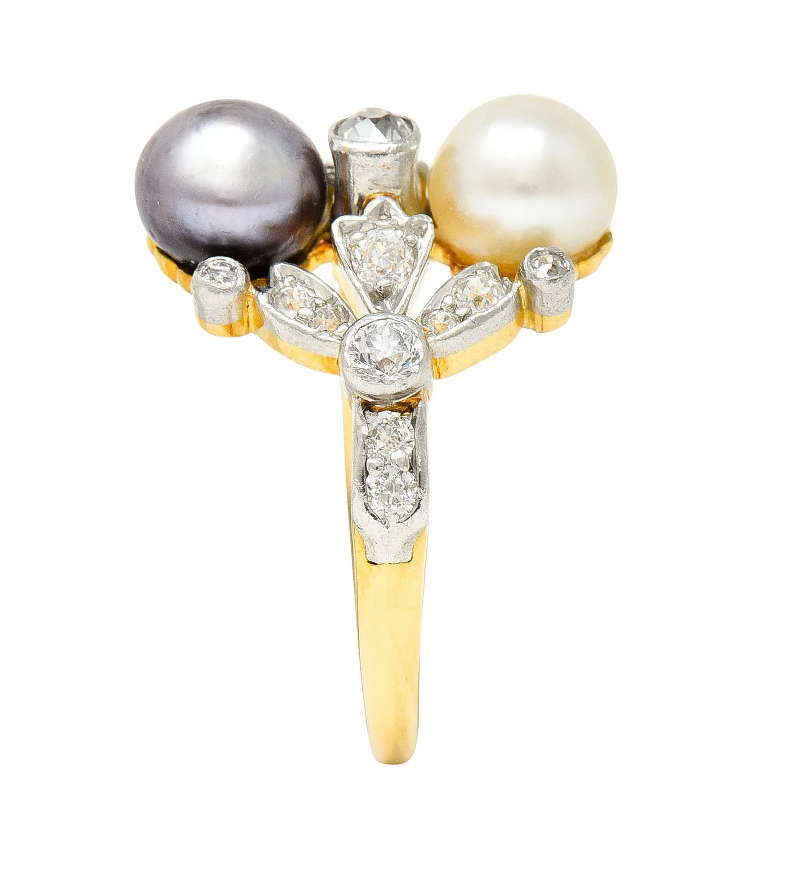 Tiffany & Co. Belle Epoque Pearl Diamond Platinum-Topped 18 Karat Gold Antique Ring