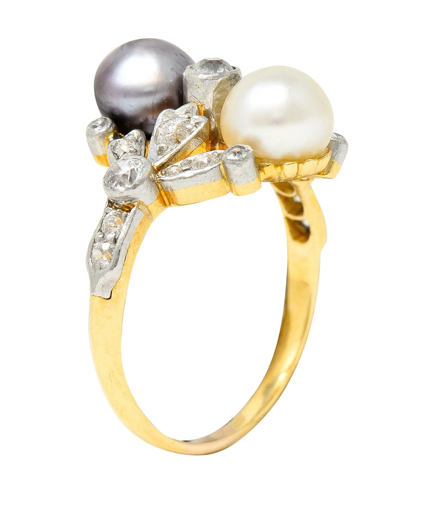 Tiffany & Co. Belle Epoque Pearl Diamond Platinum-Topped 18 Karat Gold Antique Ring