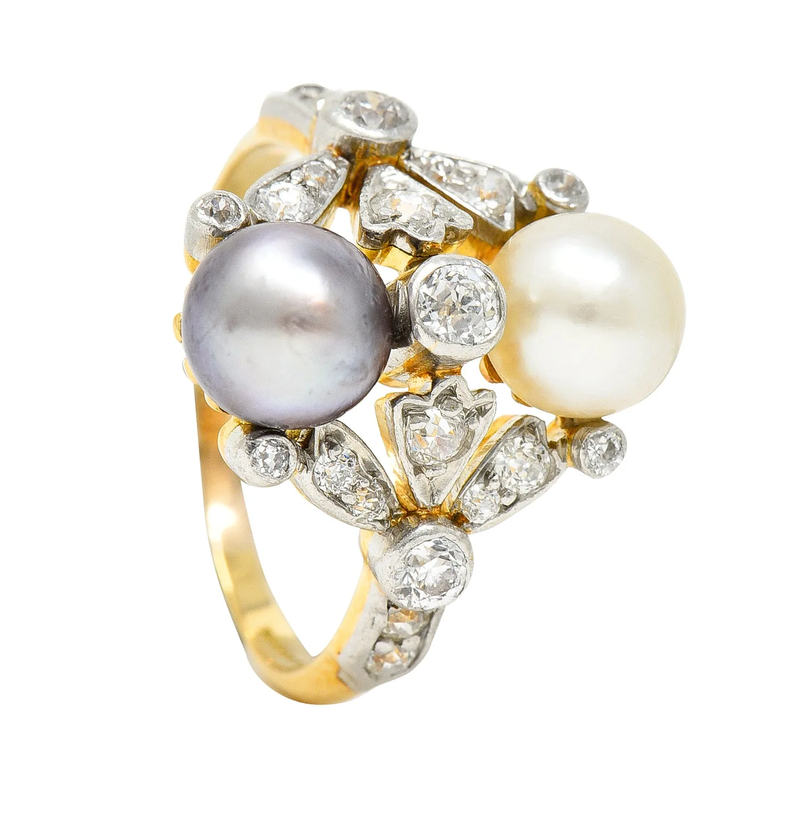 Tiffany & Co. Belle Epoque Pearl Diamond Platinum-Topped 18 Karat Gold Antique Ring