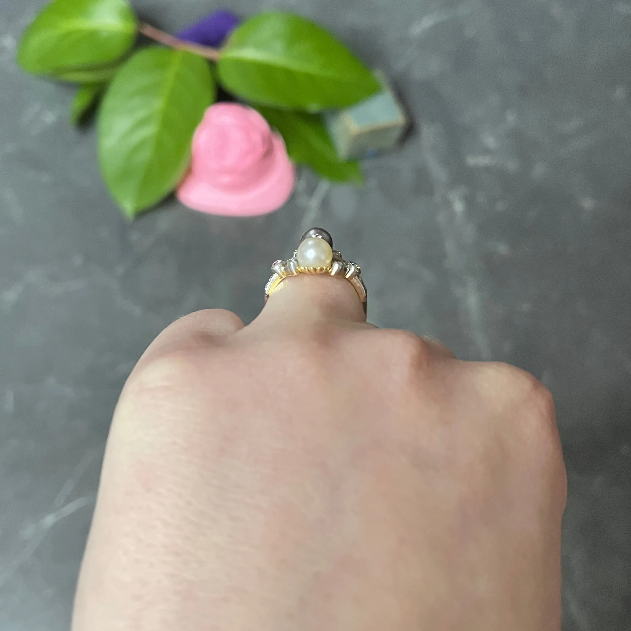 Tiffany & Co. Belle Epoque Pearl Diamond Platinum-Topped 18 Karat Gold Antique Ring