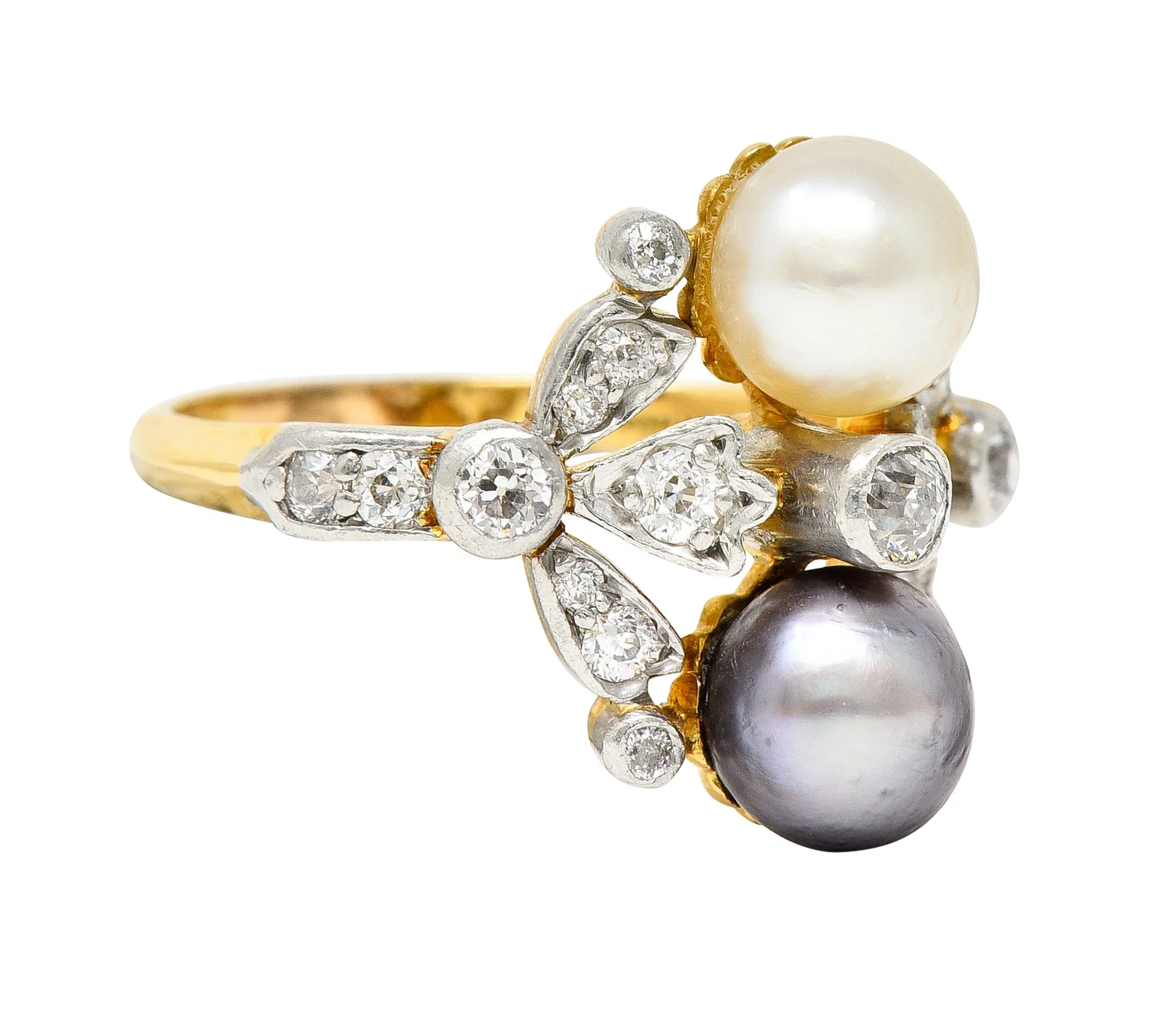 Tiffany & Co. Belle Epoque Pearl Diamond Platinum-Topped 18 Karat Gold Antique Ring