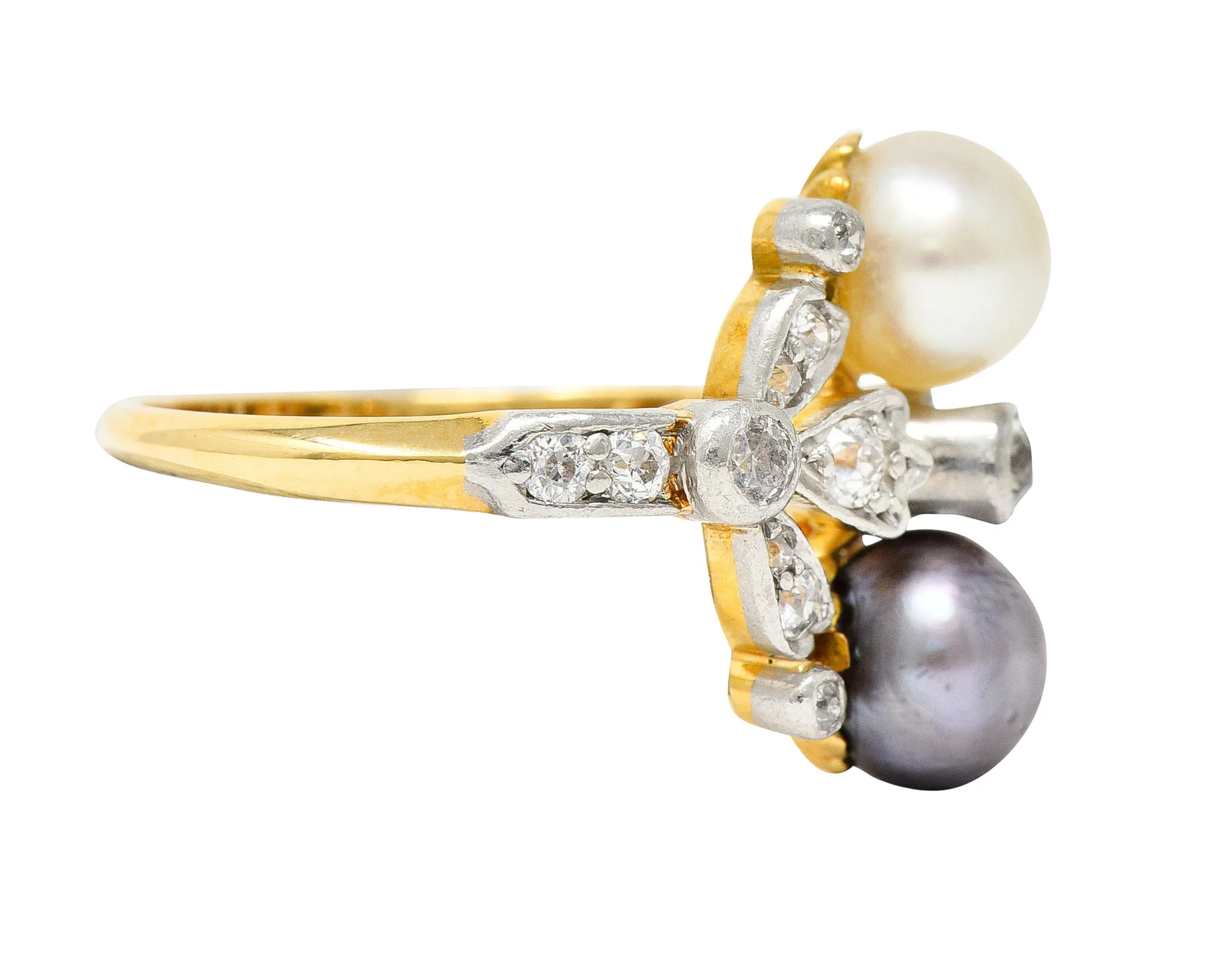 Tiffany & Co. Belle Epoque Pearl Diamond Platinum-Topped 18 Karat Gold Antique Ring