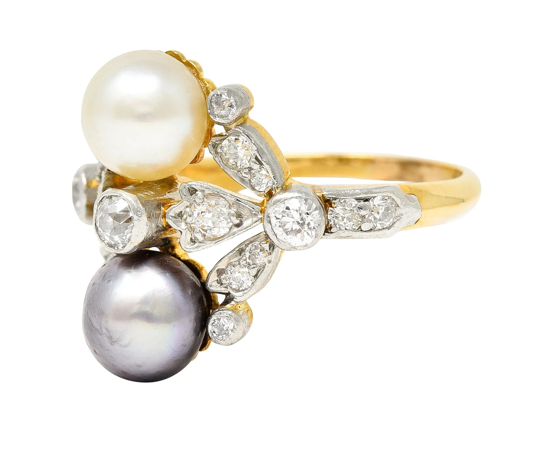 Tiffany & Co. Belle Epoque Pearl Diamond Platinum-Topped 18 Karat Gold Antique Ring