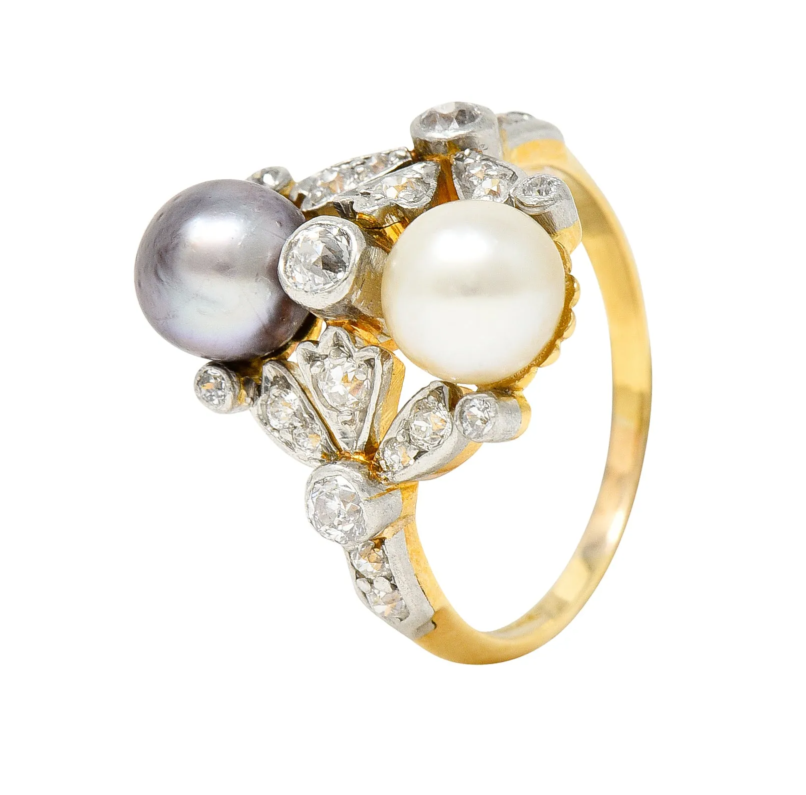 Tiffany & Co. Belle Epoque Pearl Diamond Platinum-Topped 18 Karat Gold Antique Ring