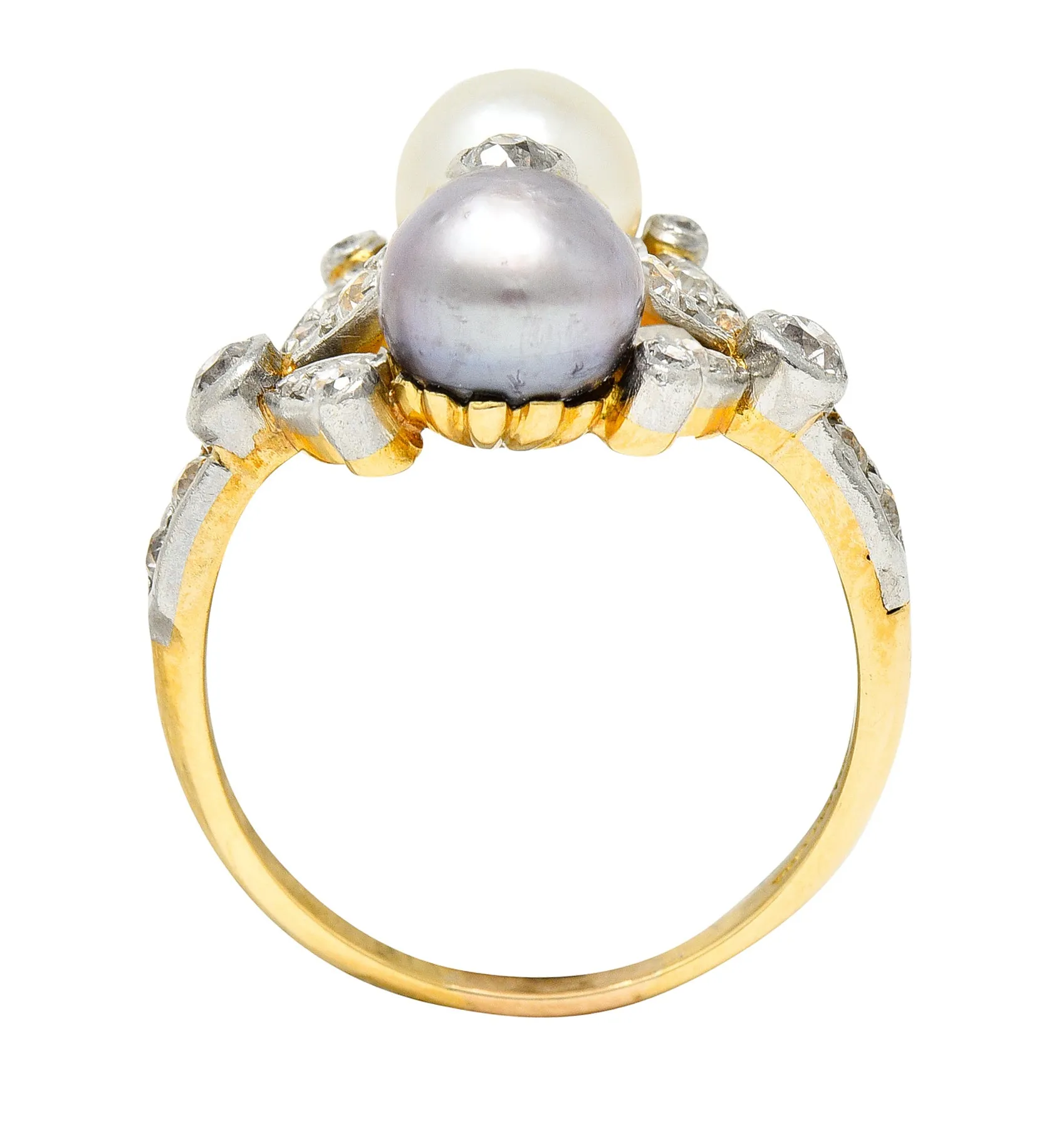 Tiffany & Co. Belle Epoque Pearl Diamond Platinum-Topped 18 Karat Gold Antique Ring