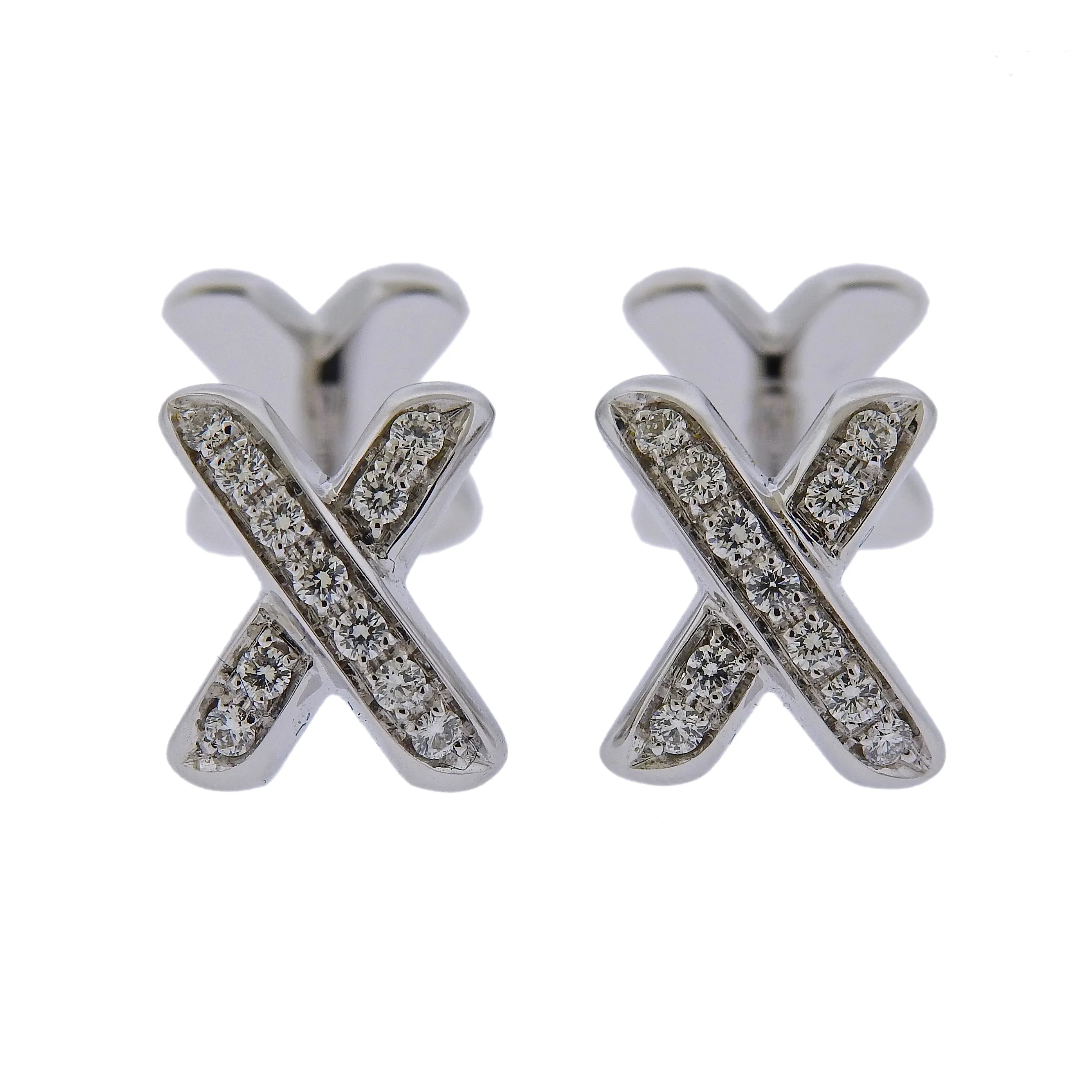 Tiffany & Co Classic X Gold Diamond Cufflinks