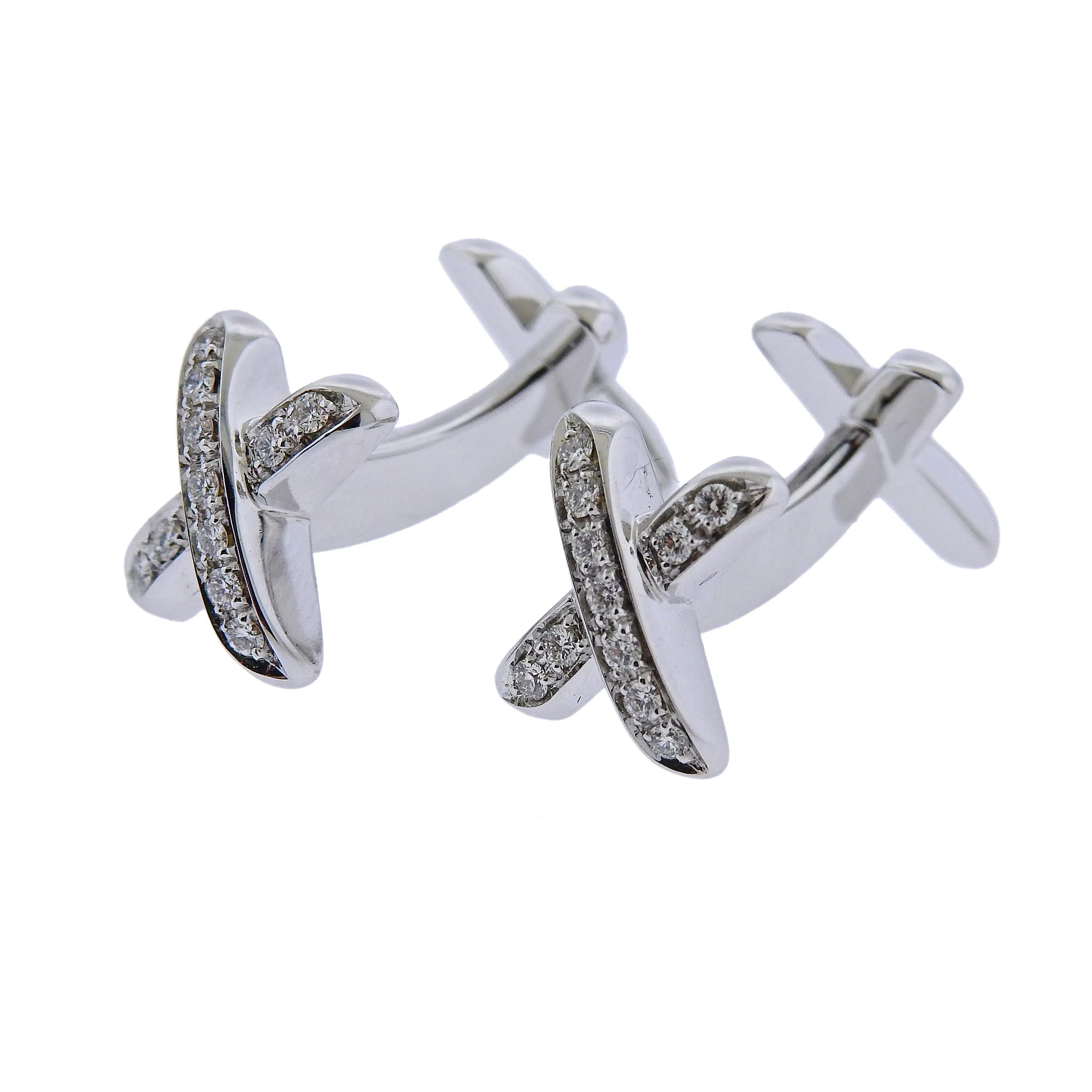 Tiffany & Co Classic X Gold Diamond Cufflinks