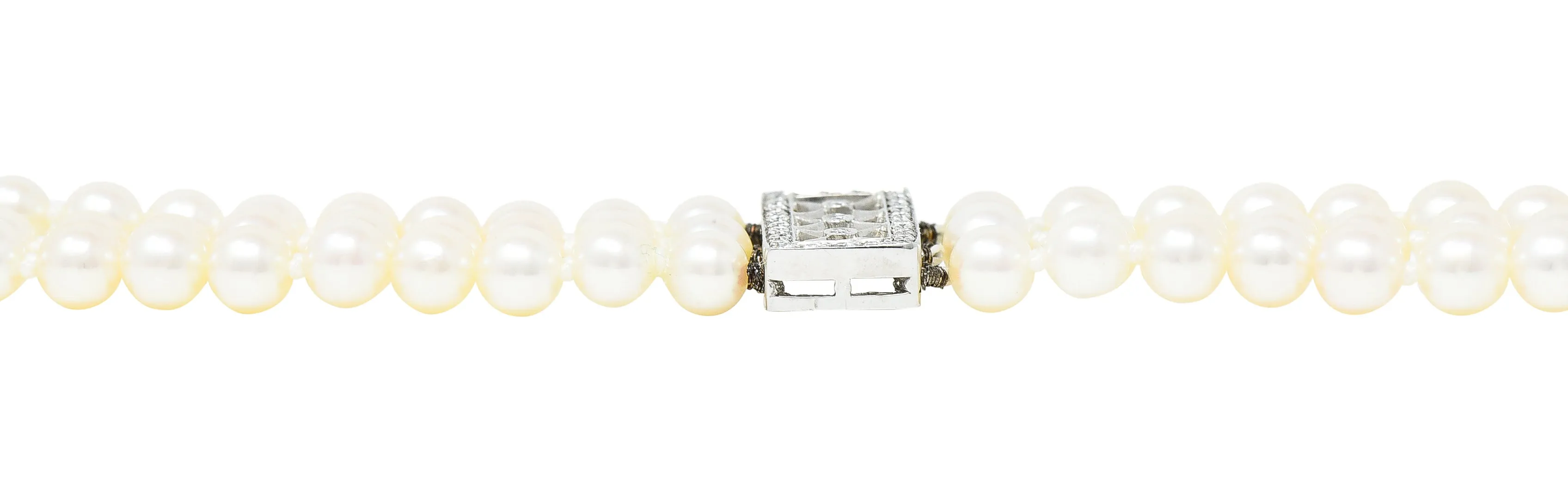 Tiffany & Co. Diamond Pearl Platinum Voile Three Strand Station Bracelet