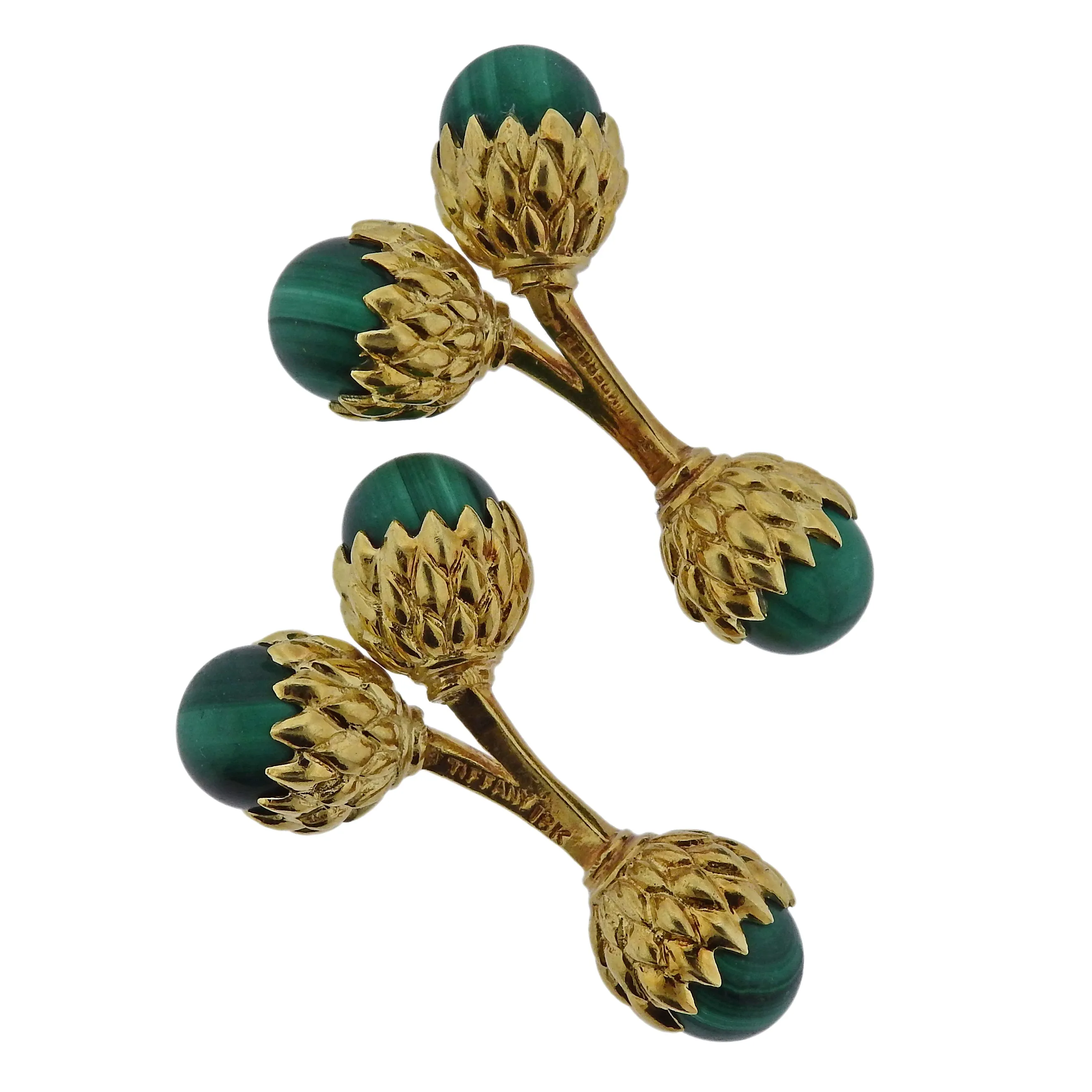 Tiffany & Co Schlumberger Malachite Gold Acorn Cufflinks