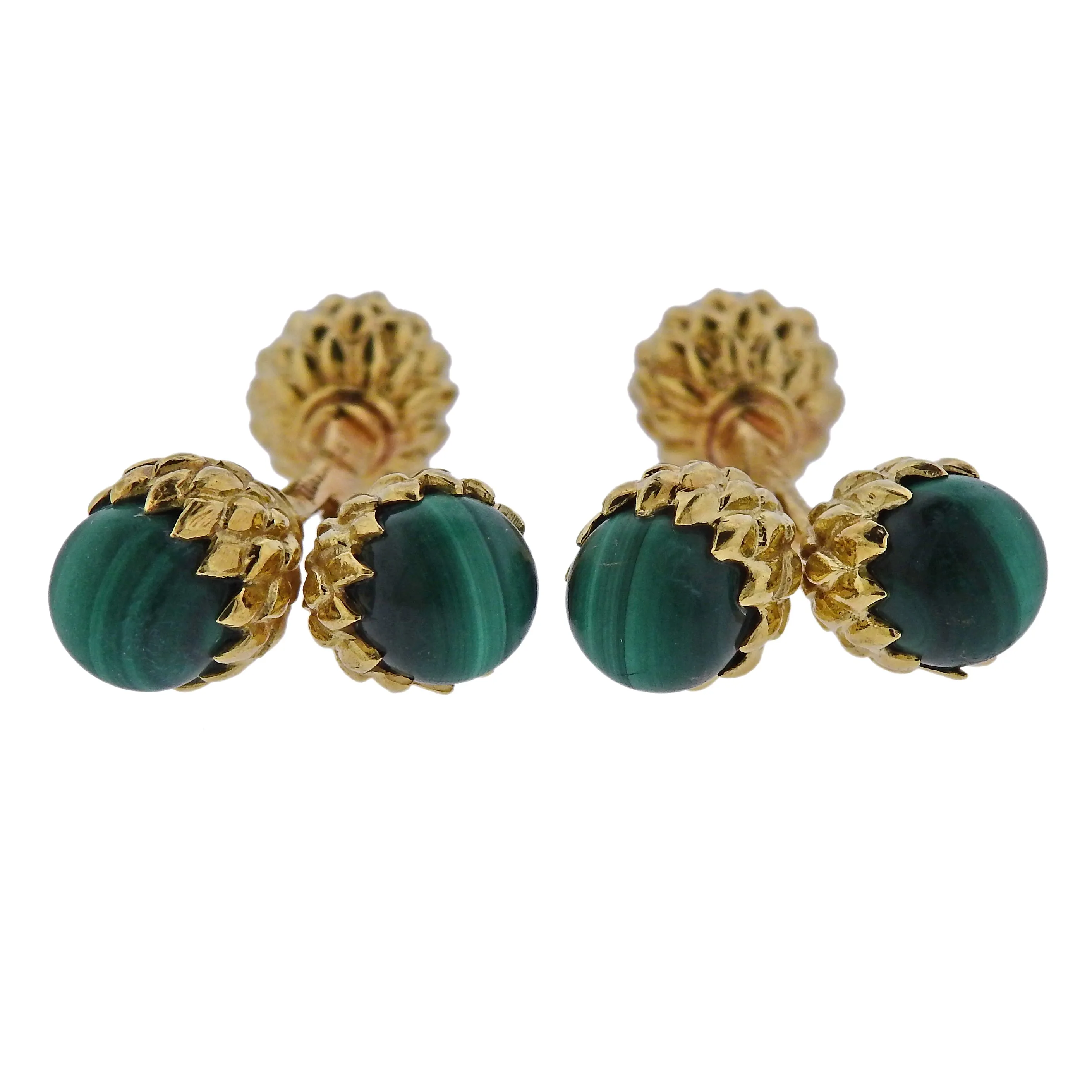 Tiffany & Co Schlumberger Malachite Gold Acorn Cufflinks