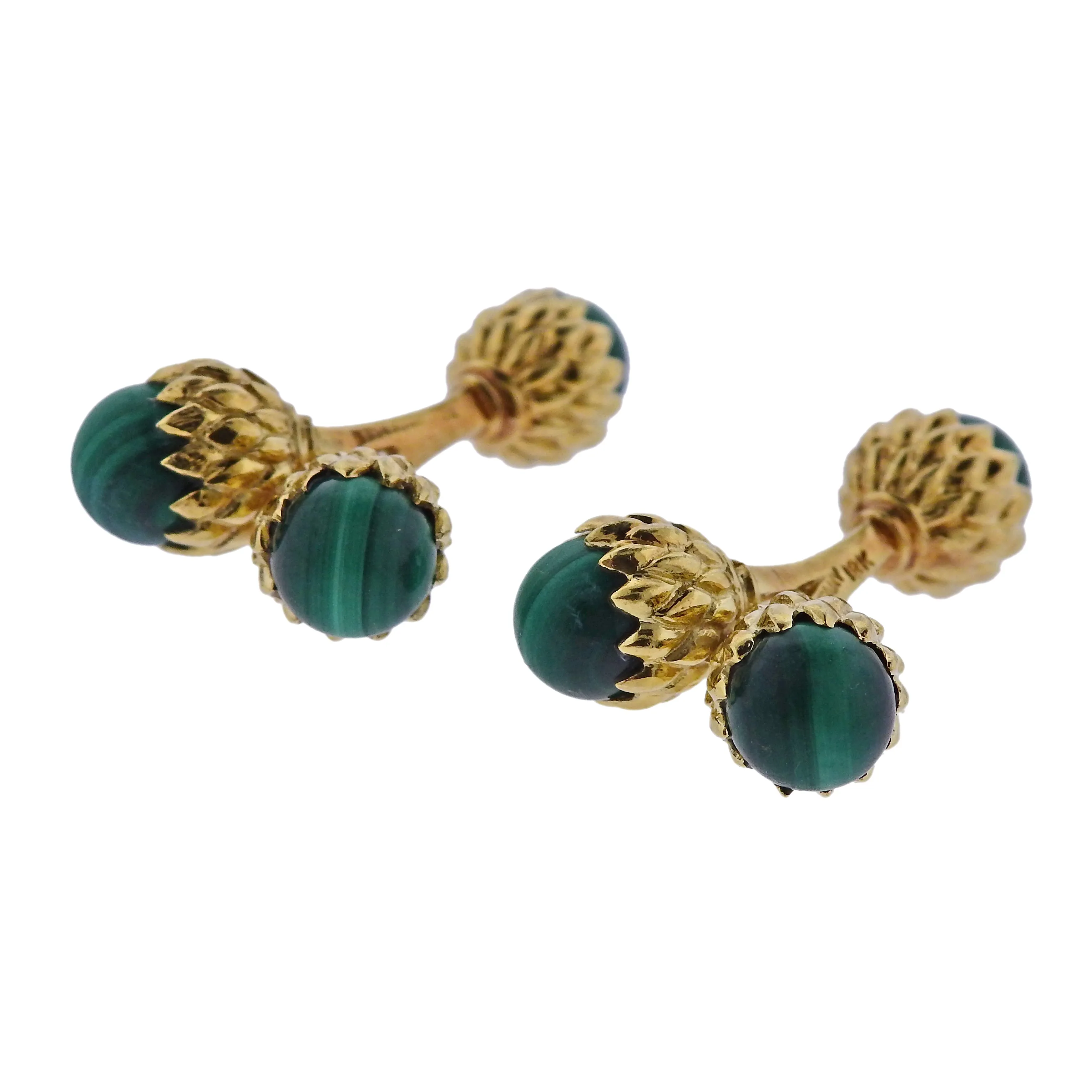 Tiffany & Co Schlumberger Malachite Gold Acorn Cufflinks