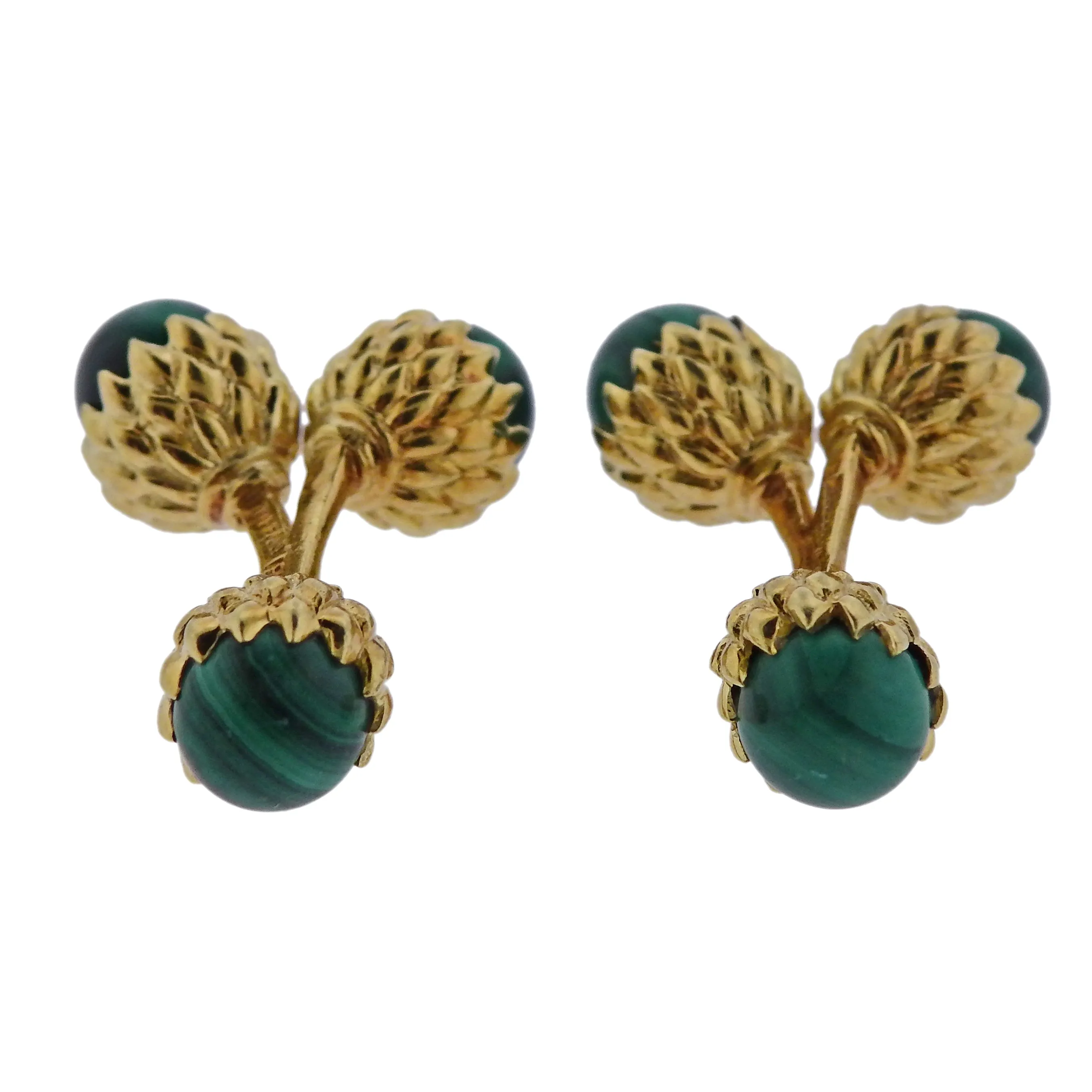 Tiffany & Co Schlumberger Malachite Gold Acorn Cufflinks