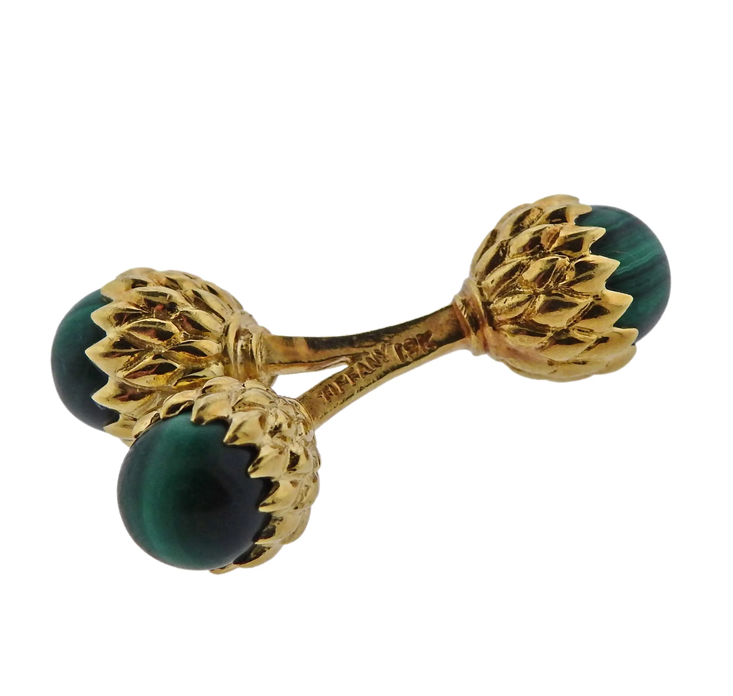 Tiffany & Co Schlumberger Malachite Gold Acorn Cufflinks