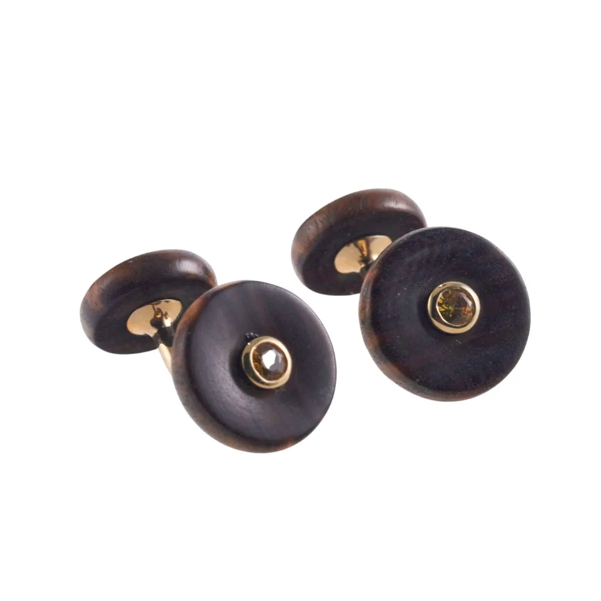 Trianon Citrine Wood Gold Cufflinks