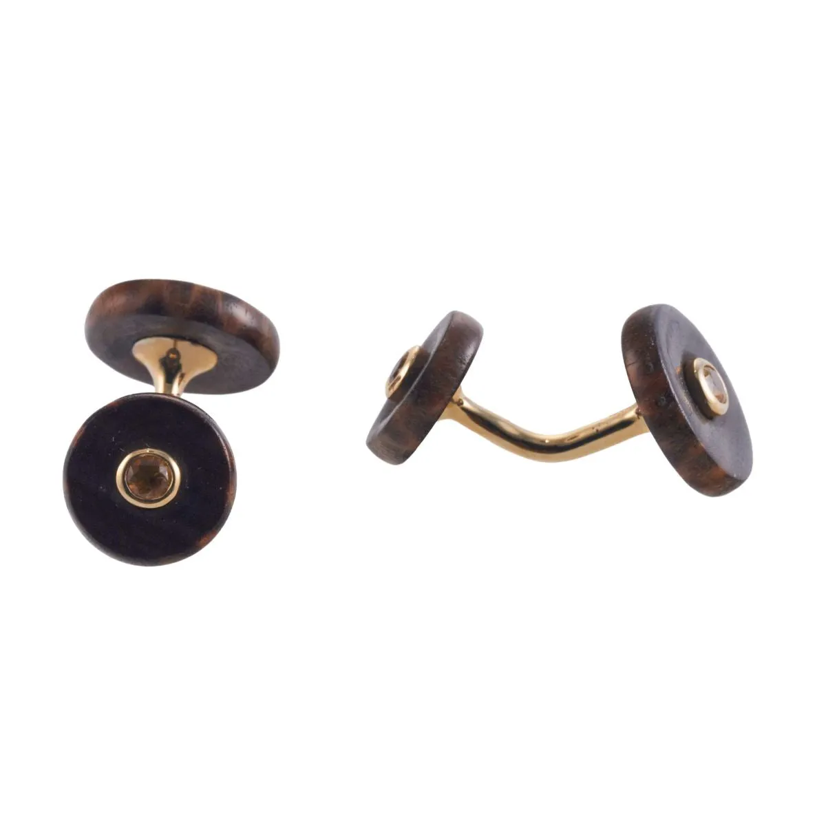 Trianon Citrine Wood Gold Cufflinks