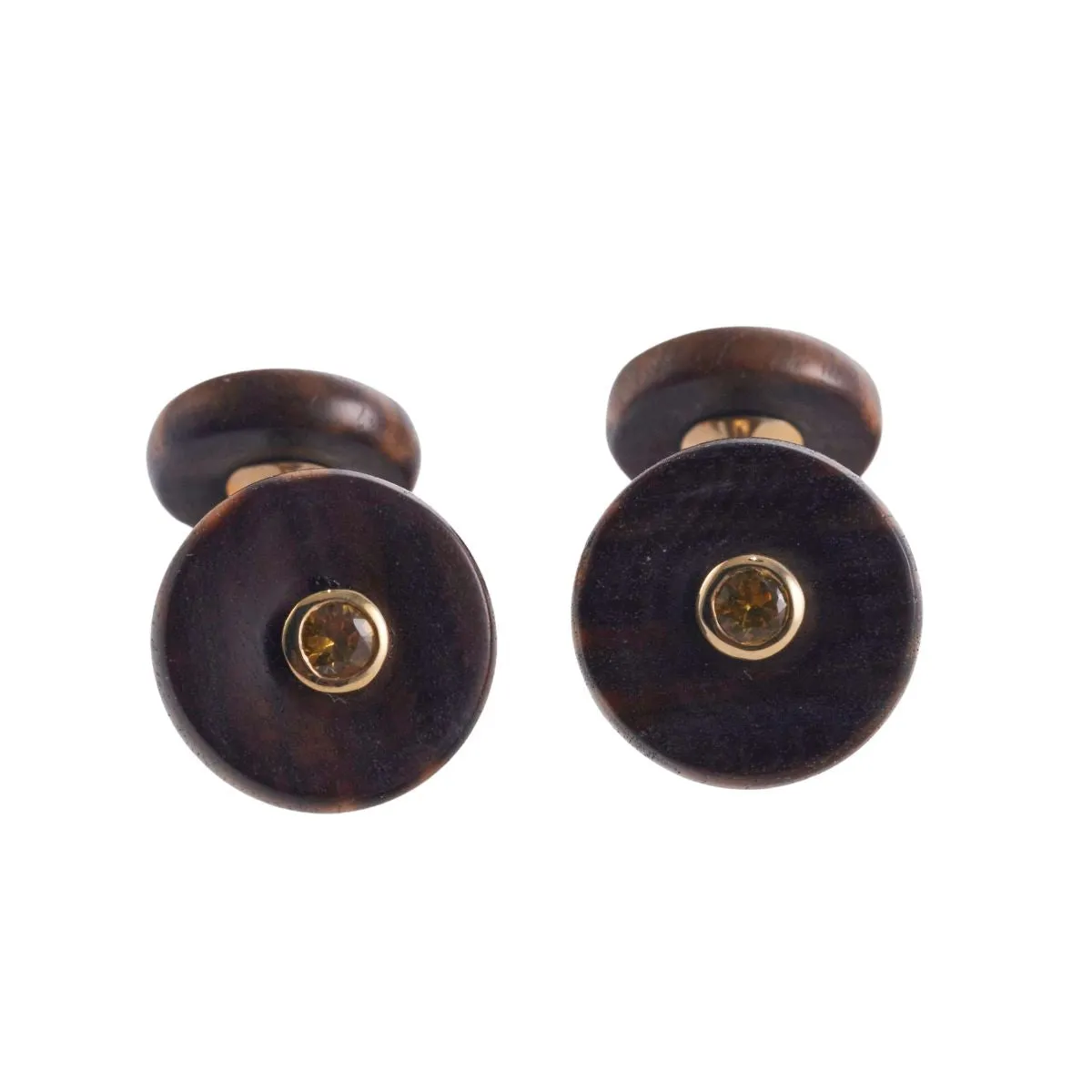 Trianon Citrine Wood Gold Cufflinks