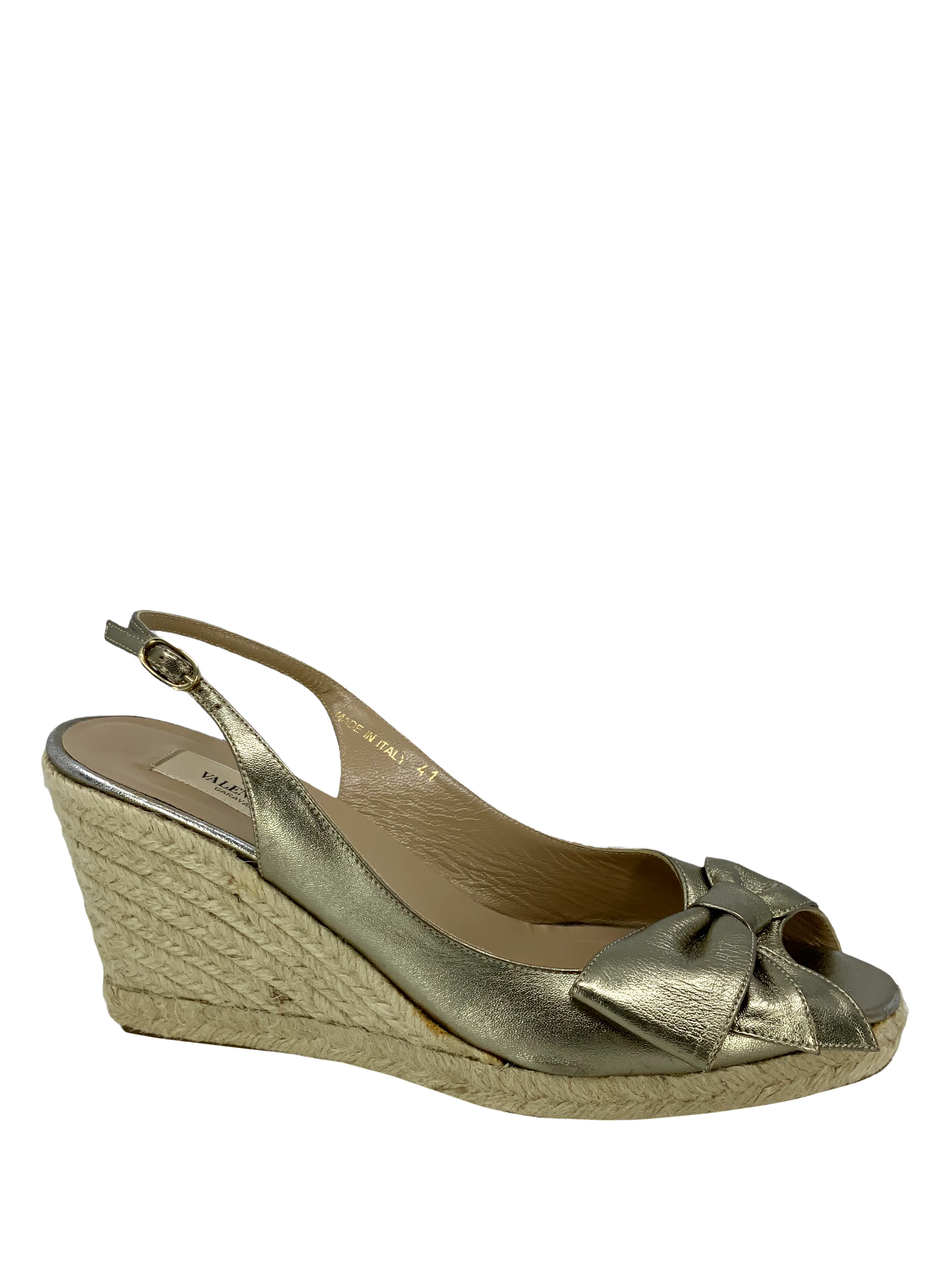 Valentino Mena Bow Espadrille Slingback Wedges Size 11