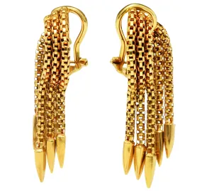 Vintage Italian 18 Karat Gold Tassel Ear-Clip Earrings