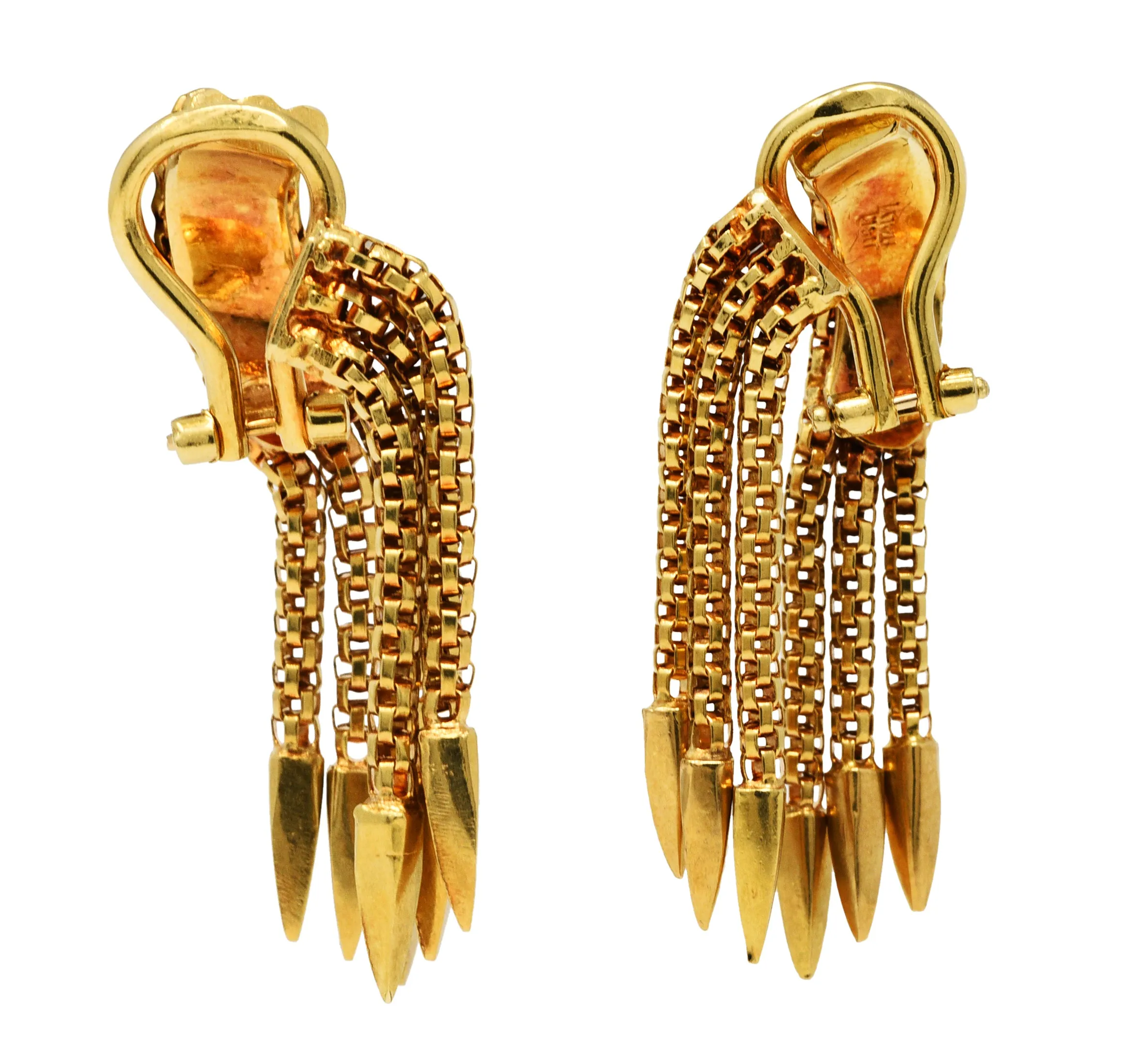 Vintage Italian 18 Karat Gold Tassel Ear-Clip Earrings