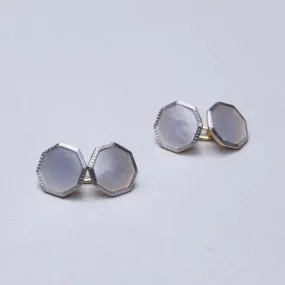 Vintage Platinum and 18ct Gold Cufflinks with Mother of Pearl