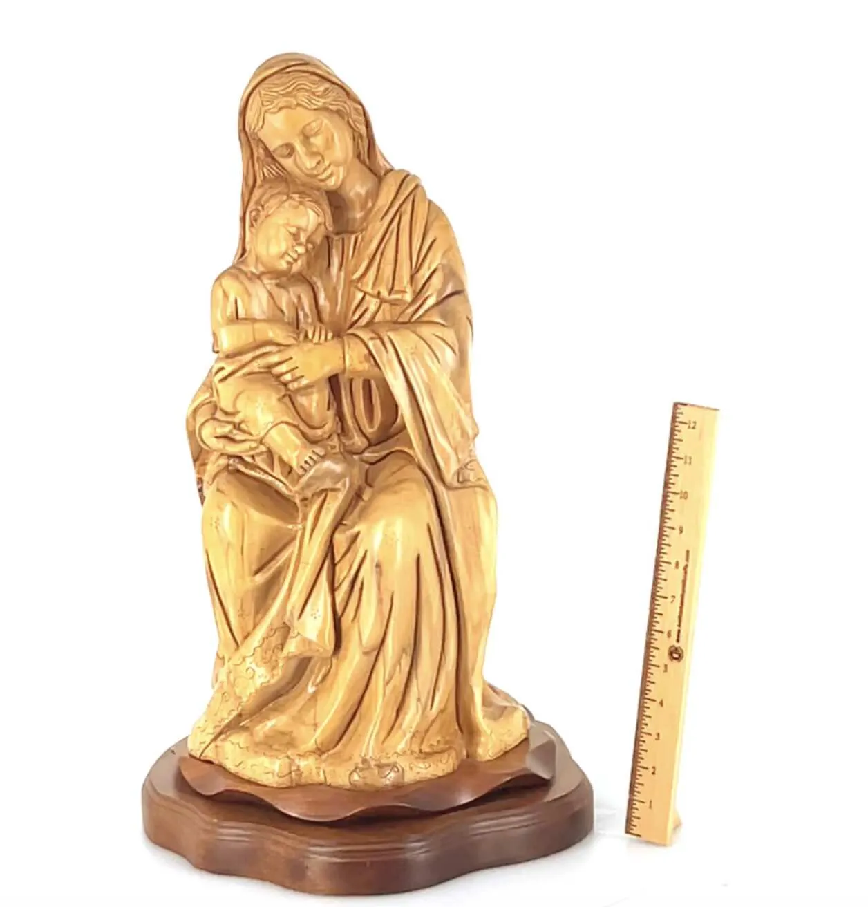 Virgin Mary Holding Sleeping Baby Jesus, 13.8 Wooden Masterpiece Carving