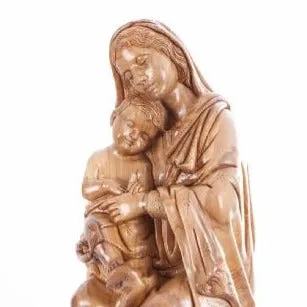 Virgin Mary Holding Sleeping Baby Jesus, 13.8 Wooden Masterpiece Carving