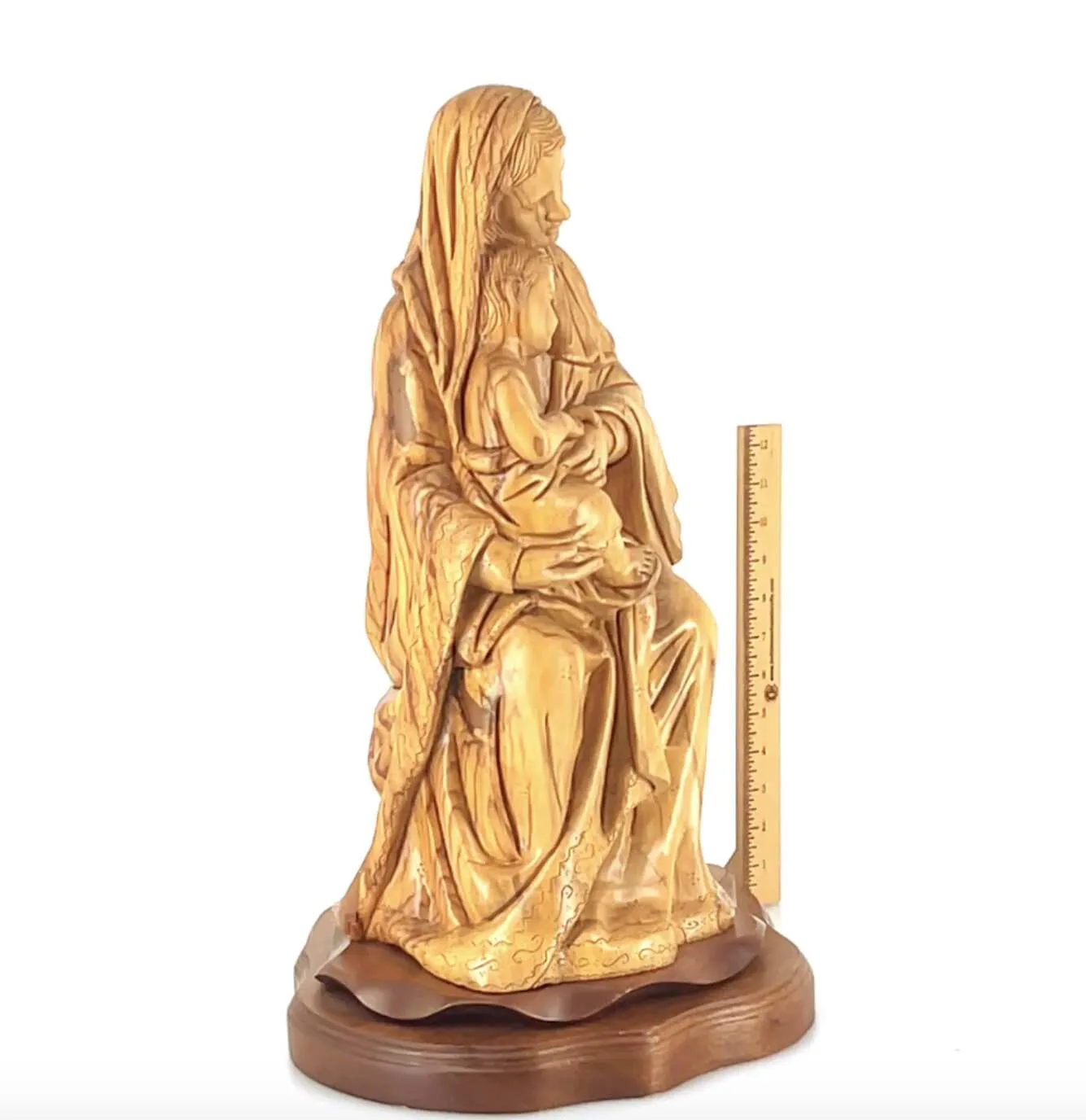 Virgin Mary Holding Sleeping Baby Jesus, 13.8 Wooden Masterpiece Carving