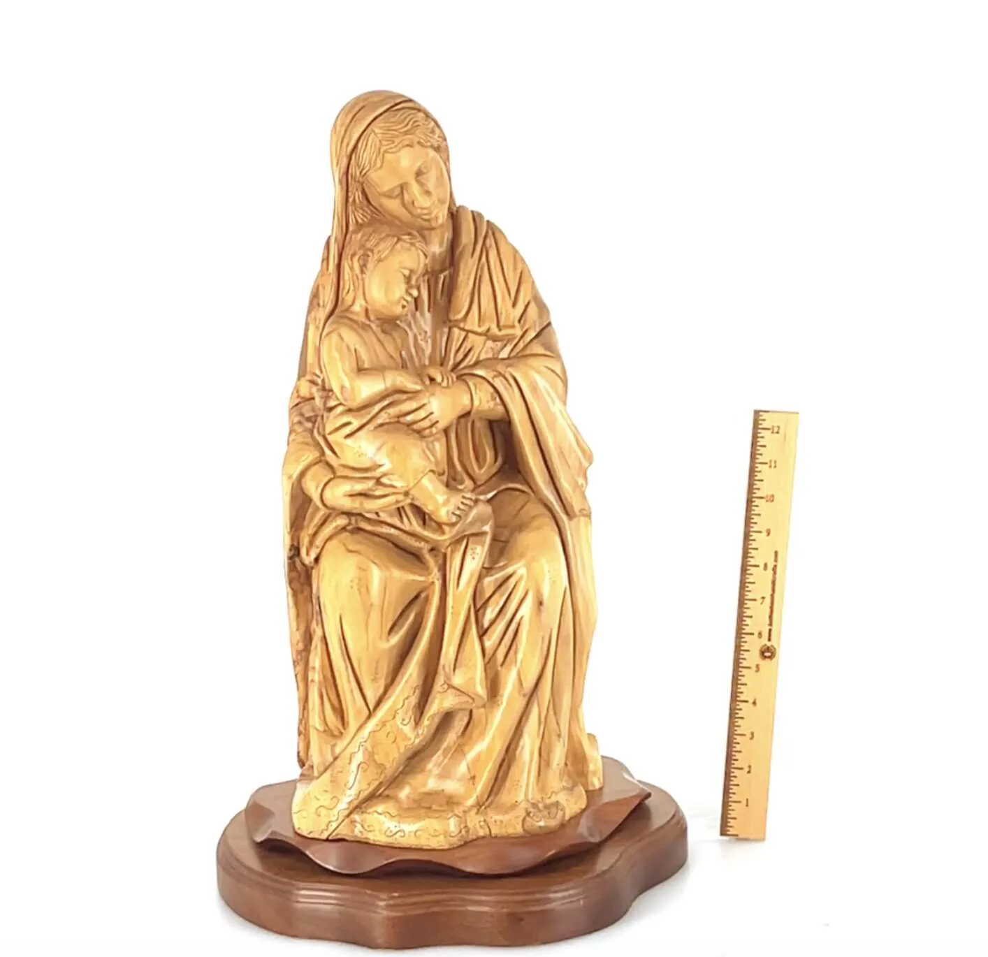 Virgin Mary Holding Sleeping Baby Jesus, 13.8 Wooden Masterpiece Carving