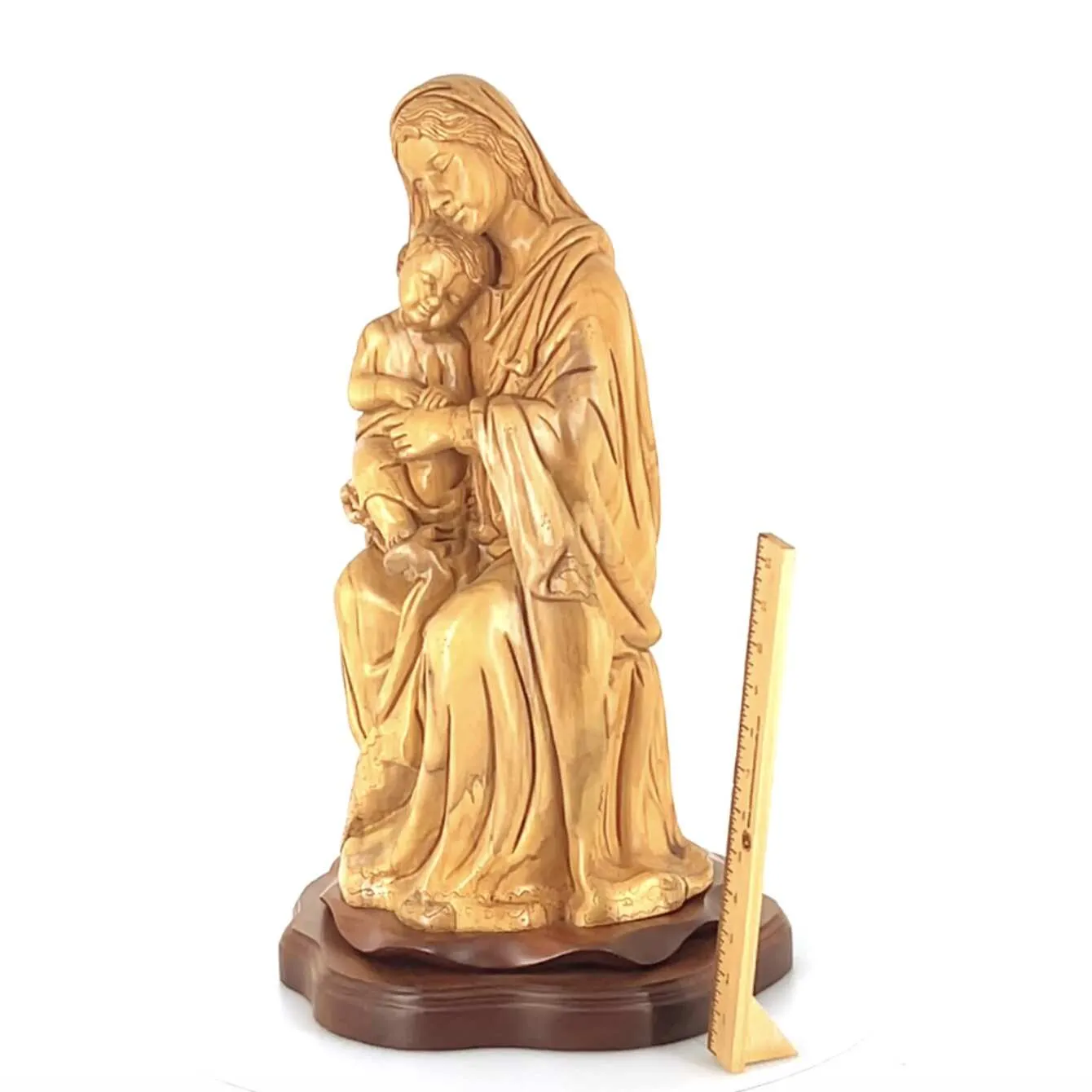 Virgin Mary Holding Sleeping Baby Jesus, 13.8 Wooden Masterpiece Carving