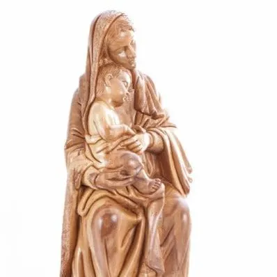 Virgin Mary Holding Sleeping Baby Jesus, 13.8 Wooden Masterpiece Carving