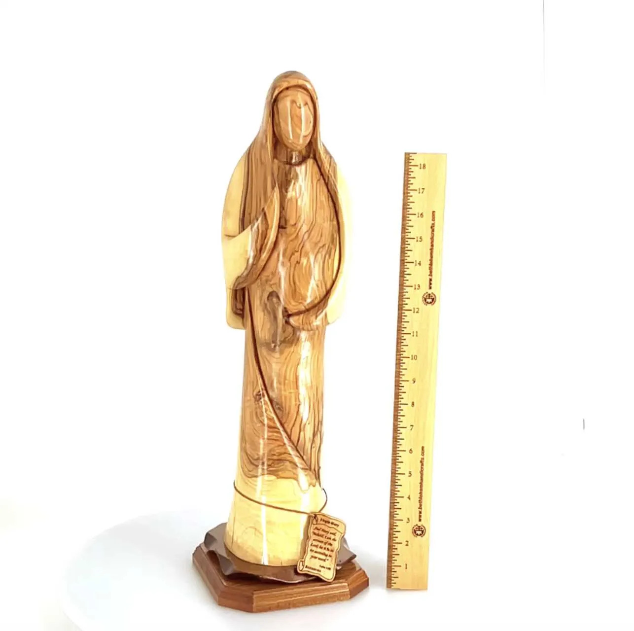 Virgin Mary  Our Lady Mother of Hope Abstract Statue, 22.5Olive Wood Carving from Holy Land