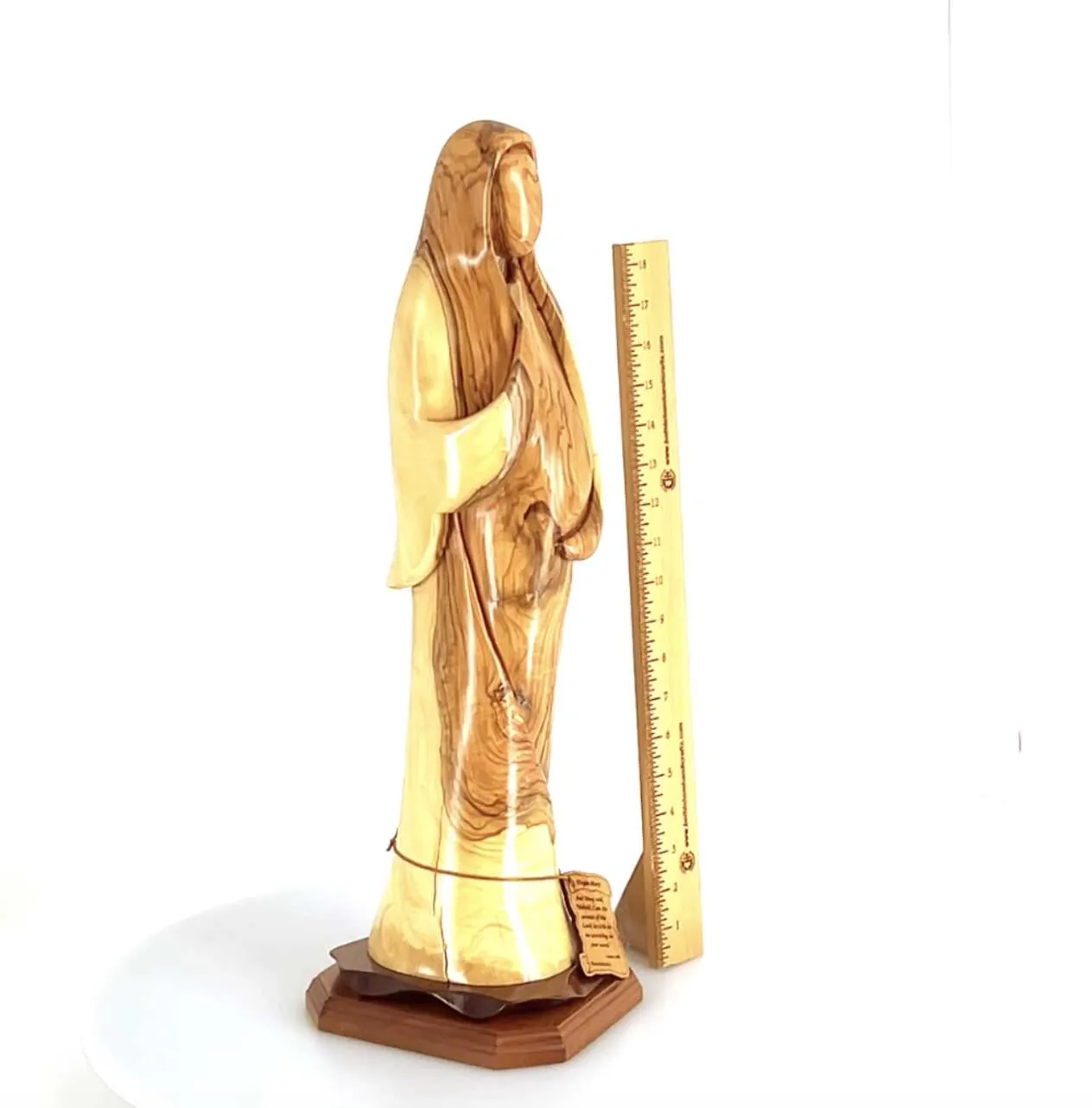 Virgin Mary  Our Lady Mother of Hope Abstract Statue, 22.5Olive Wood Carving from Holy Land