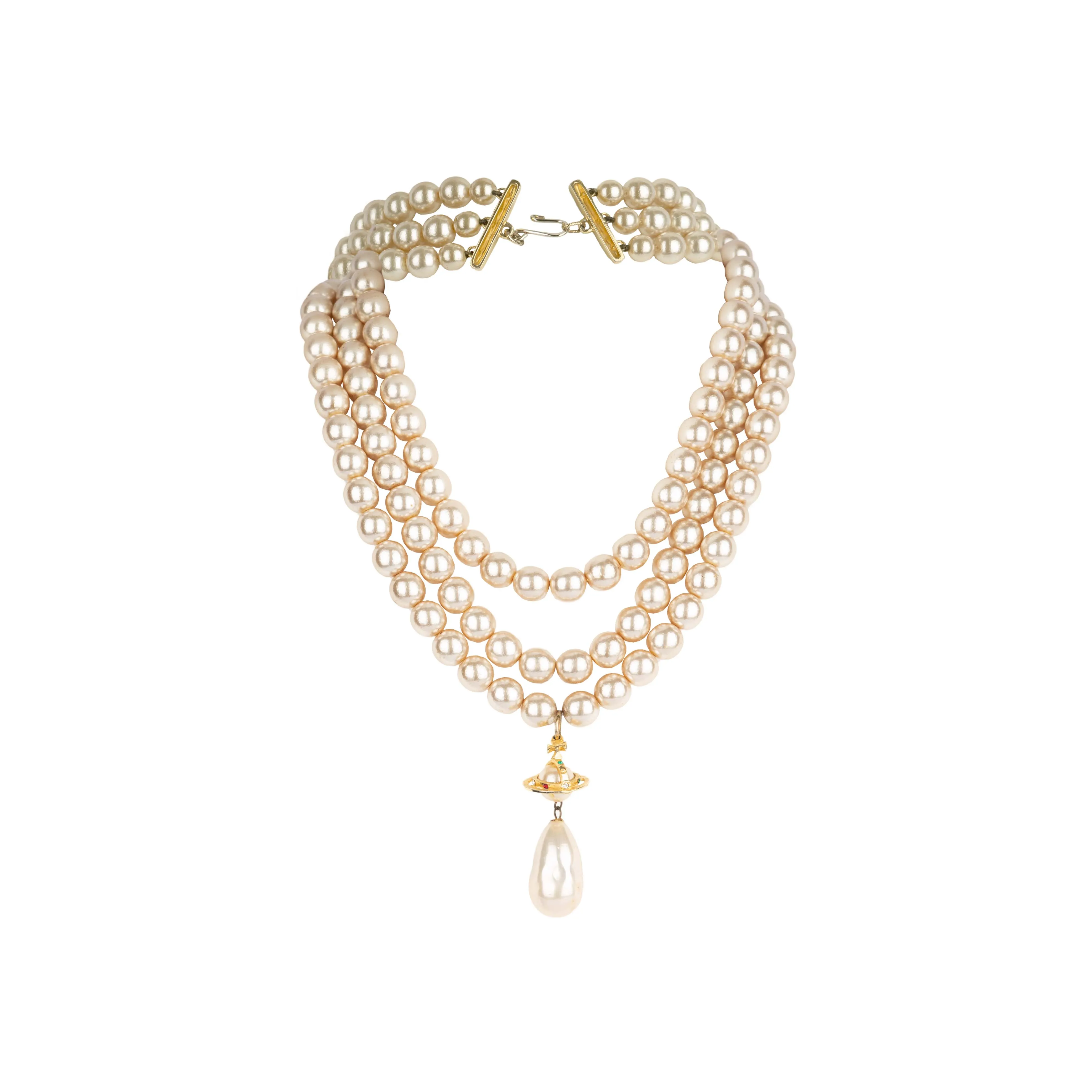 Vivienne Westwood Three Row Pearl Drop Choker - '20s